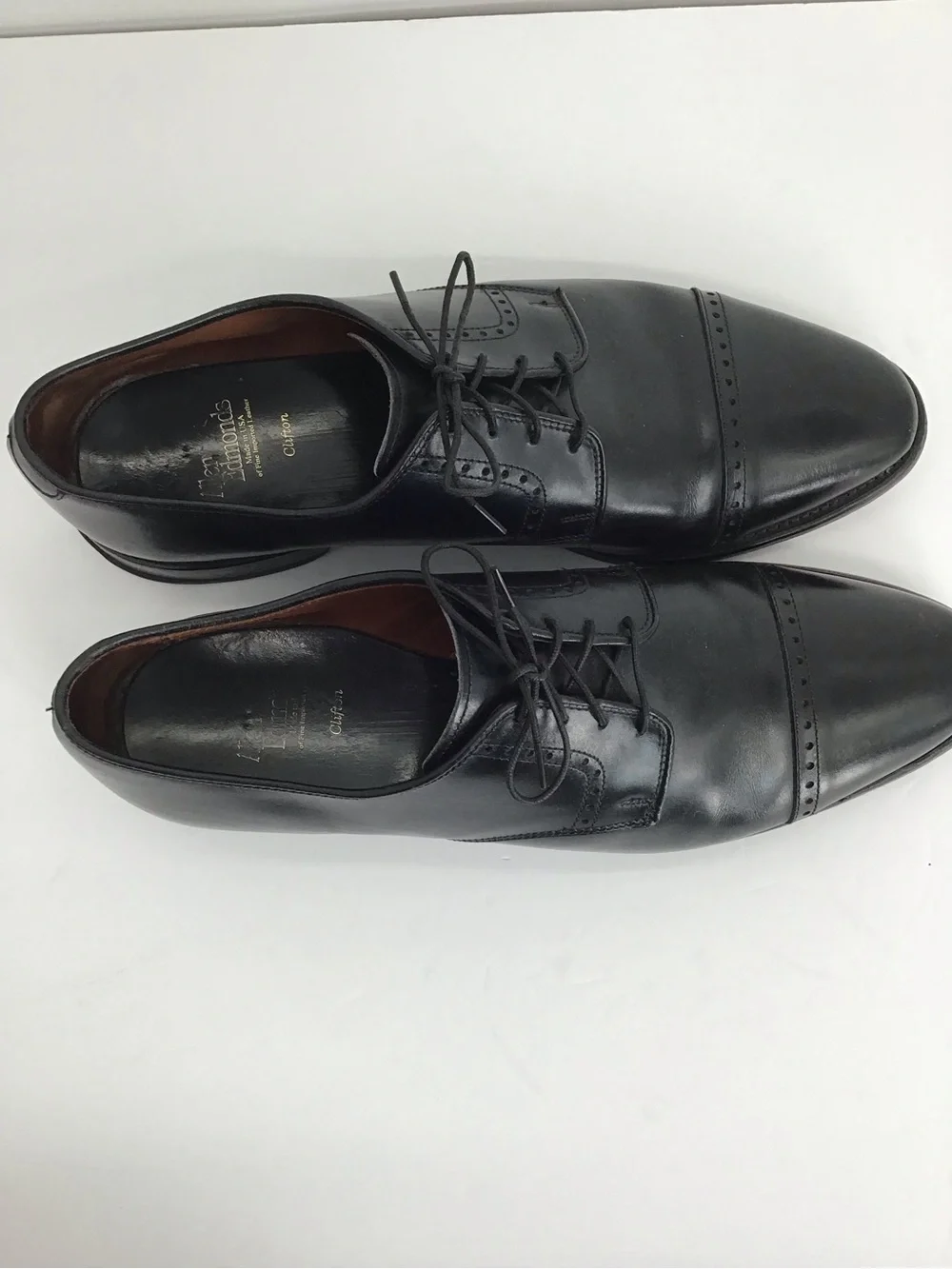 Allan Edmonds Men’s Clifton Calf Leather Cap-Toe Derby Oxfords Black Size 11.5D